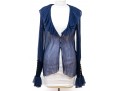 Roberto Cavalli Class Blue Sheer Ruffled Blouse