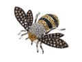 18k Striking Yellow Sapphire And White, Black And Cognac Diamond Bee Brooch