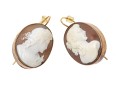 9k Gold Pretty Carved Cameo Drop Earrings With Simple Frames