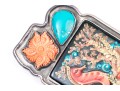 Amy Kahn Russell Sterling Silver Striking Sea Life Motif Brooch, With Coral And Turquoise