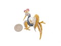 18k Yellow Gold Graceful Diamond Bird Brooch, App. 0.97 TCW
