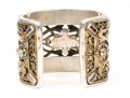 Margaret Thurman Sterling And Bronze Wide Lattice And White Topaz Cuff Bracelet