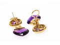 18k Yellow Gold Spectacular Chunky Amethyst Heart And Diamond Drop Earrings