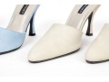 Colin Stuart Pair Of Two Sueded Mules, Light Blue And Light Tan, Size 8 1/2