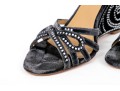Valentino Garavini Extravagant, Dark Grey Strappy Wedge Sandals, Bejeweled, Size 40 1/2