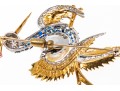 18k Yellow Gold Graceful Diamond Bird Brooch, App. 0.97 TCW