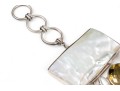Starborn Sterling Silver Breathtaking Wide Mother-Of-Pearl And Citrine Panel Bracelet