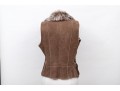 Elie Tahari Striking Brown Toned Bedazzled Shearling Vest, Size XS