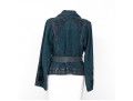 Dries Van Noten Blue Belted Linen Cotton Embroidered Jacket, Size Medium