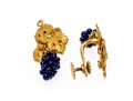18k Yellow Gold Vintage Grape, Foliate And Cherub Motif Necklace, With Earrings