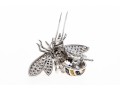 18k Striking Yellow Sapphire And White, Black And Cognac Diamond Bee Brooch