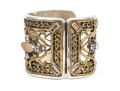 Margaret Thurman Sterling And Bronze Wide Lattice And White Topaz Cuff Bracelet