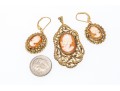 800 Silver Vermail Lovely Cameo Pendant And Matching 14k Wire Cameo Earrings 