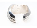 Sterling Silver Chic Wide Chevron Ribbed Cuff Bracelet, See Condition Notes