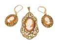 800 Silver Vermail Lovely Cameo Pendant And Matching 14k Wire Cameo Earrings 
