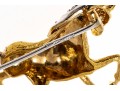 18k Yellow Gold Playful Horse Motif Animal Form Brooch With Diamonds