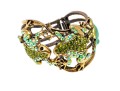 Fabulous Bedazzled Rhinestone Frog Motif Wide Hinged Cuff Bracelet