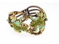 Fabulous Bedazzled Rhinestone Frog Motif Wide Hinged Cuff Bracelet