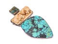 Amy Kahn Russell Sterling Silver Striking Turquoise And Iridescent Glass Brooch