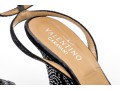 Valentino Garavini Extravagant, Dark Grey Strappy Wedge Sandals, Bejeweled, Size 40 1/2