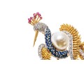 18k Yellow Gold Graceful Diamond Bird Brooch, App. 0.97 TCW