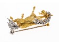 18k Yellow Gold Playful Horse Motif Animal Form Brooch With Diamonds