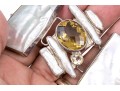 Starborn Sterling Silver Breathtaking Wide Mother-Of-Pearl And Citrine Panel Bracelet