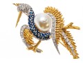 18k Yellow Gold Graceful Diamond Bird Brooch, App. 0.97 TCW