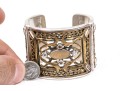 Margaret Thurman Sterling And Bronze Wide Lattice And White Topaz Cuff Bracelet