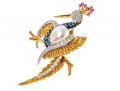 18k Yellow Gold Graceful Diamond Bird Brooch, App. 0.97 TCW