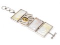 Starborn Sterling Silver Breathtaking Wide Mother-Of-Pearl And Citrine Panel Bracelet