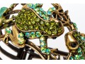 Fabulous Bedazzled Rhinestone Frog Motif Wide Hinged Cuff Bracelet