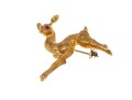 18k Yellow Gold Endearing Deer Motif Animal Form Brooch