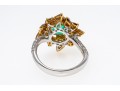 M. Christoff 18k Stunning Emerald, Yellow And White Diamond Cocktail Ring, Size 6.25+