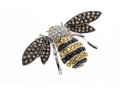 18k Striking Yellow Sapphire And White, Black And Cognac Diamond Bee Brooch