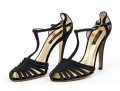 Roberto Cavalli Classic Black Suede Stilleto T-straps, Size 40