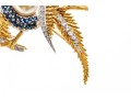 18k Yellow Gold Graceful Diamond Bird Brooch, App. 0.97 TCW