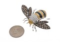 18k Striking Yellow Sapphire And White, Black And Cognac Diamond Bee Brooch