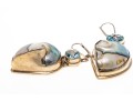 Sterling Abalone Shell And Topaz Pendant Earrings