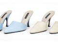 Colin Stuart Pair Of Two Sueded Mules, Light Blue And Light Tan, Size 8 1/2