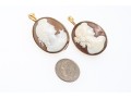 9k Gold Pretty Carved Cameo Drop Earrings With Simple Frames