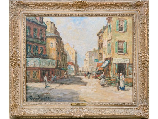 Dennis Ainsley (American, 1880-1952), Oil On Canvas, “Breton Village”