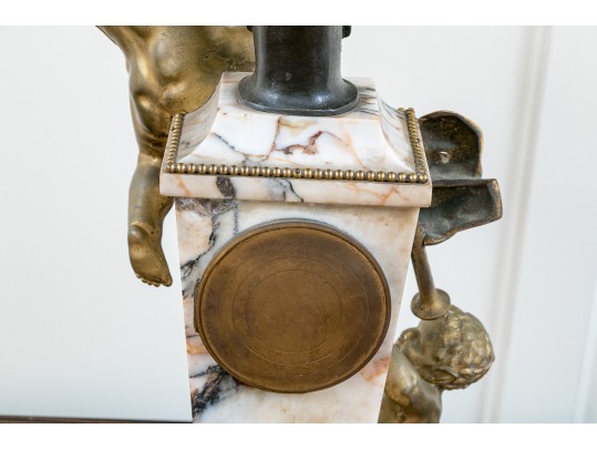 Antique 3 Piece French Bronze Dore & Veined Marble Garniture 