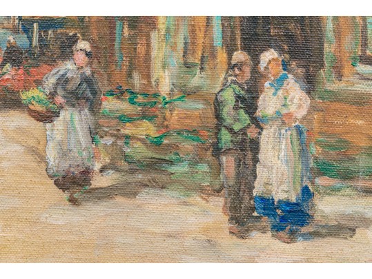 Dennis Ainsley (American, 1880-1952), Oil On Canvas, “Breton Village”