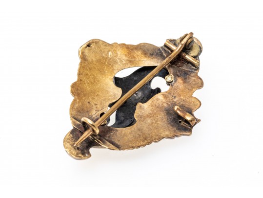 Vintage 14K Turquoise And Pearl Brooch