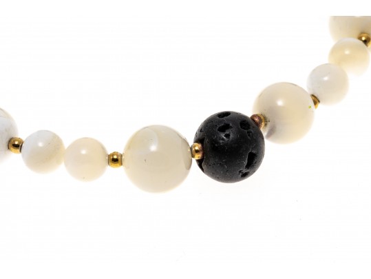 Lot Of Assorted Black And White Toned Costume Jewelry, With Mother-of-Pearl