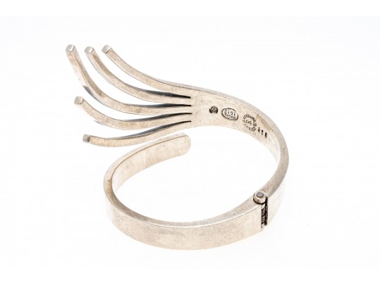 Sigi Pineda Magnificent Rare Vintage Sterling Silver Spray Bangle Bracelet