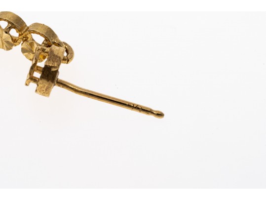 14k Yellow Gold Fun Diamond Cut Graduated Stacked Drop Earrings