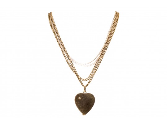 14K Diamond Heart Pendant Necklace