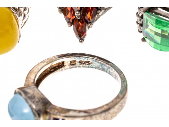 Collection Of Colorful Sterling Silver And Gemstone Jewelry